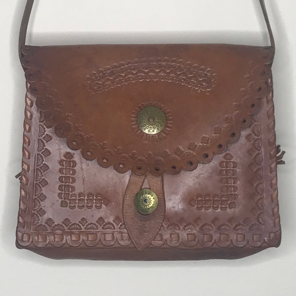 Vintage Leather Tooled Shoulder Bag 60’s 70’s - Picture 12 of 15